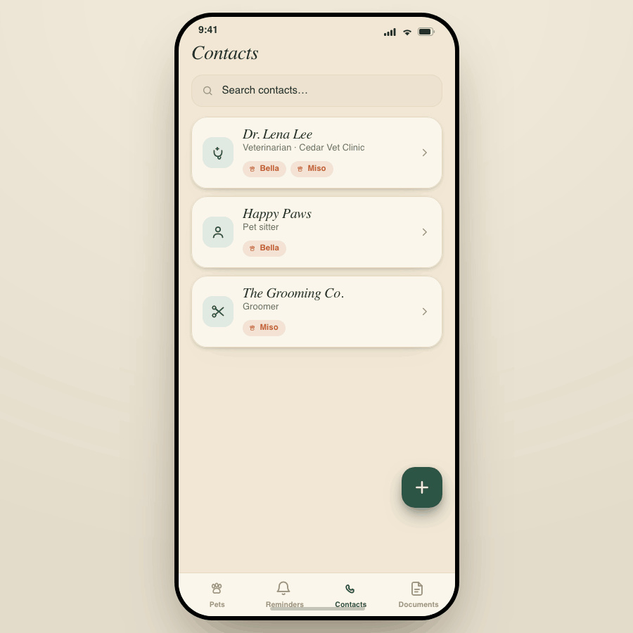 Contacts tab